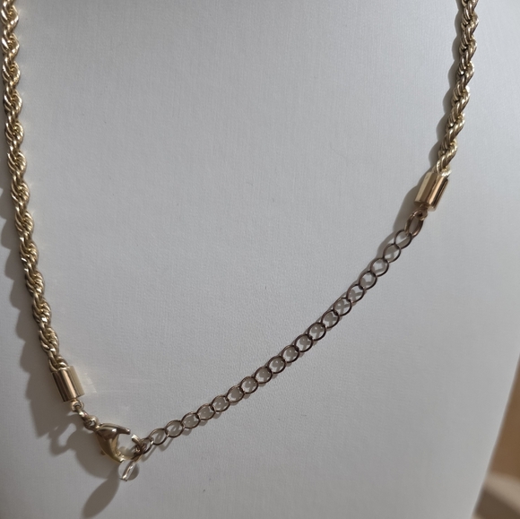 GOLD ROPE CHAIN NECKLACE 16 INCH - Picture 3 of 5